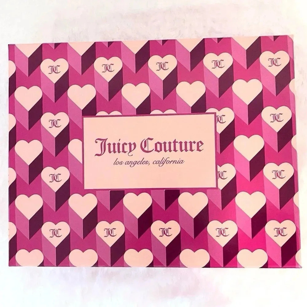 Juicy Couture Faux Fur Black Heart Crossbody Bag & Pink Card Case Wallet Set - Picture 9 of 11